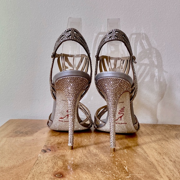 Jeweled LILY | Rene Caovilla® Rene Caovilla Leather Strass Slingback Stilettos Sandals